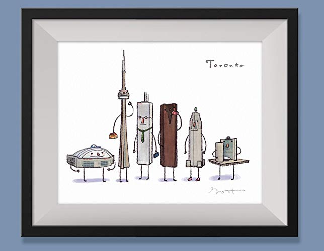 644x500 Toronto Skyline With Timbits Art Print Handmade - Toronto Skyline Drawing