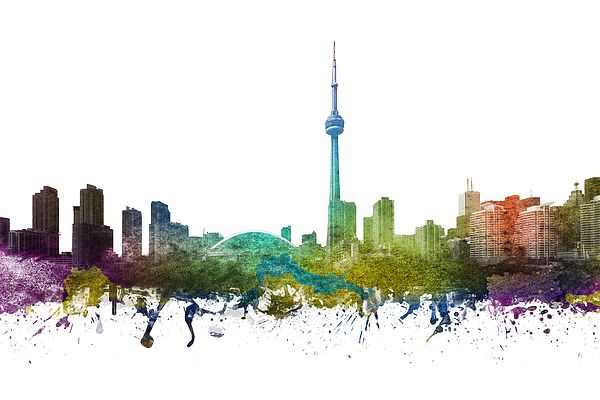 600x400 Colorful Digital Drawing Of Toronto Ontario Cityscape - Toronto Skyline Drawing