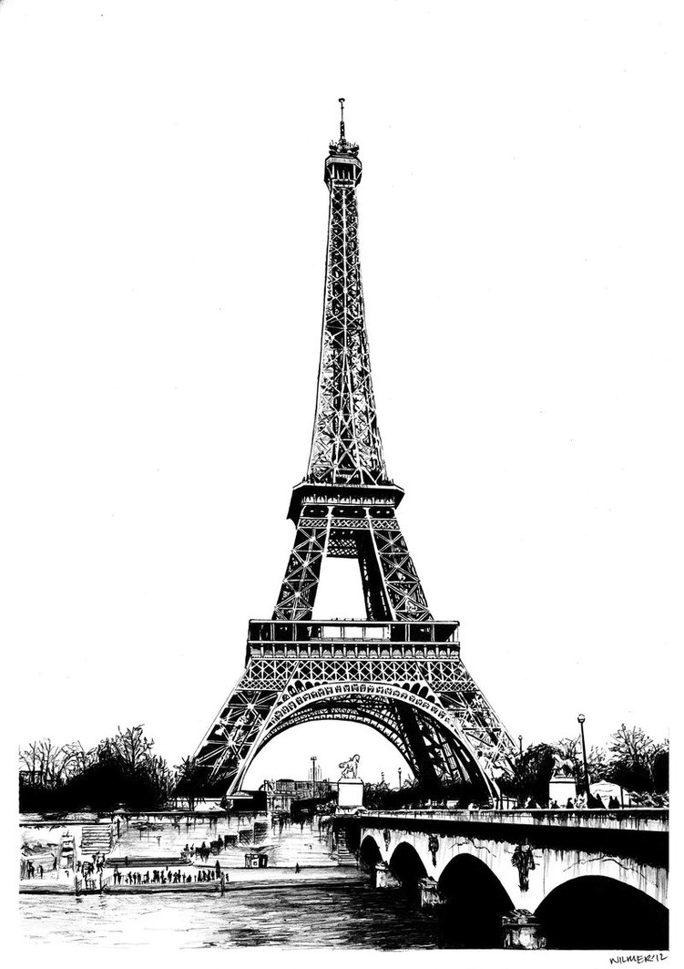 751x1063 Eiffel Tower Paris Art Drawing Drawing Skill - Torre Eiffel Drawing