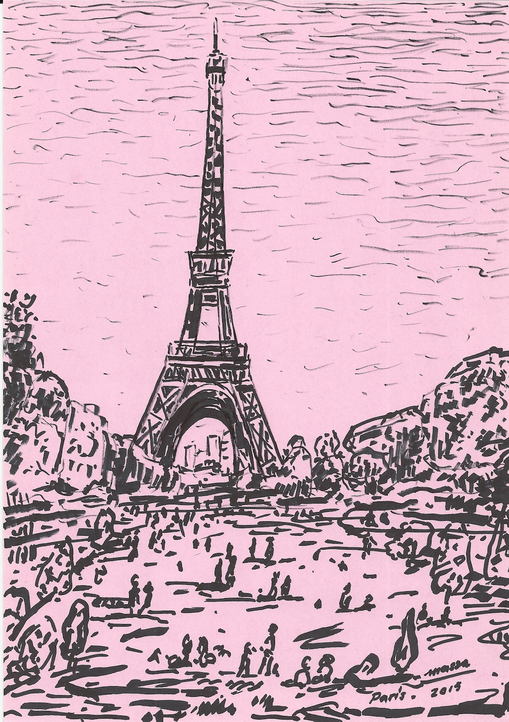 1024x1453 Eiffel Tower - Torre Eiffel Drawing