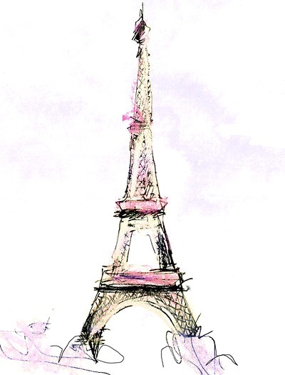 400x526 Image About Girl In Vintage - Torre Eiffel Drawing