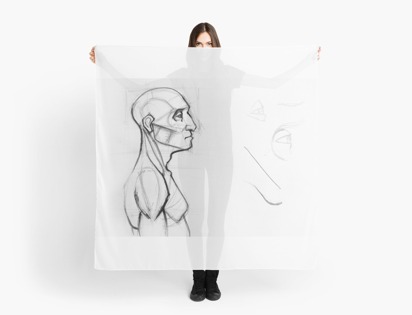 1411x1080 Outline Drawing Sketch Of Side Profile Of A Human Male Head - Torso Anatomy Drawing