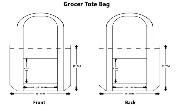 600x372 Reusable Hemp Tote Bag - Tote Bag Technical Drawing