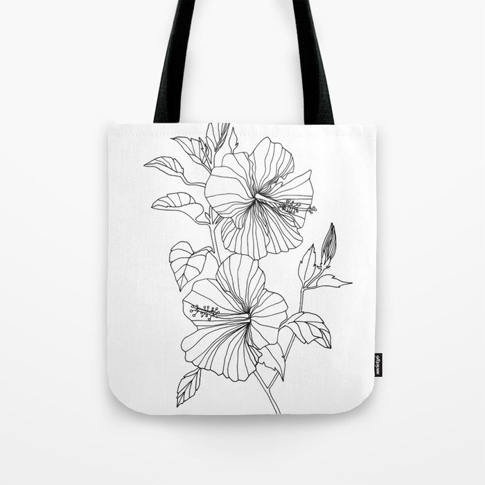 700x700 hibiscus flower drawing tote bag - Tote Drawing