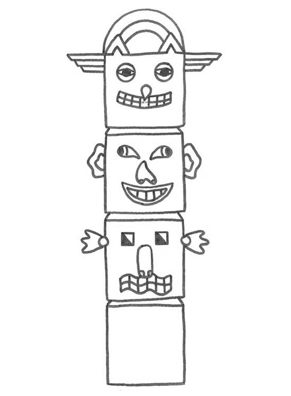 600x816 kids drawing native american totem on native american day coloring - Totem Drawing