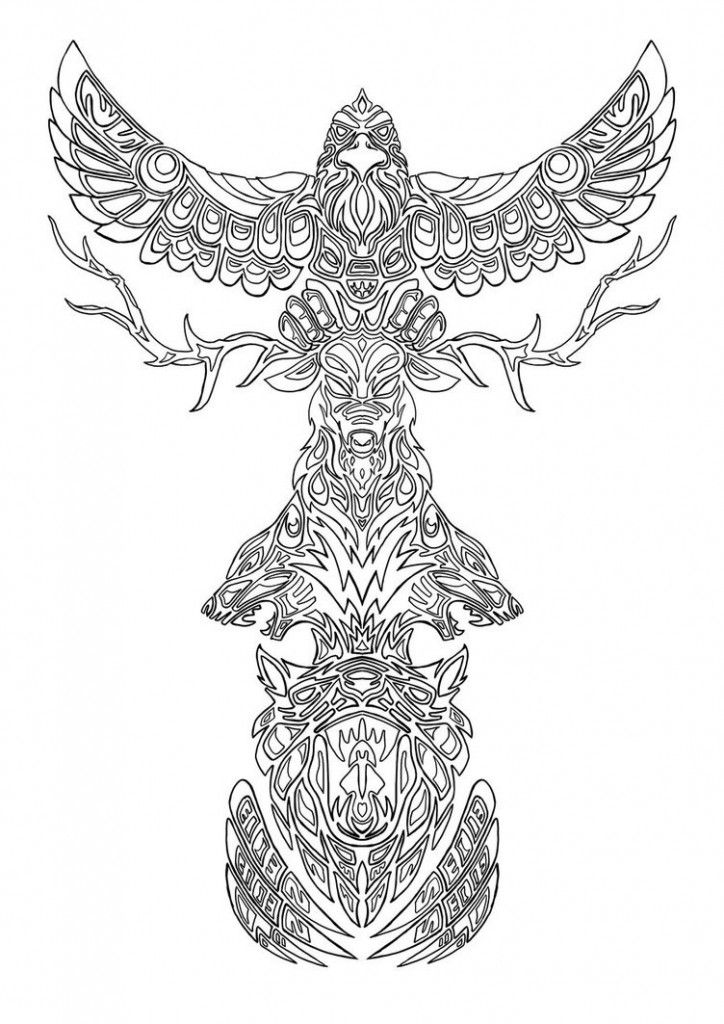 724x1024 Free Printable Totem Pole Coloring Pages For Kids Kopfschmuck - Totem Pole Drawing