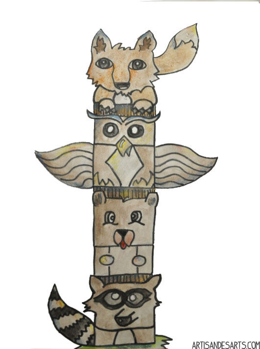 531x714 Artisan Des Arts Grade Totem Poles - Totem Pole Drawing Easy