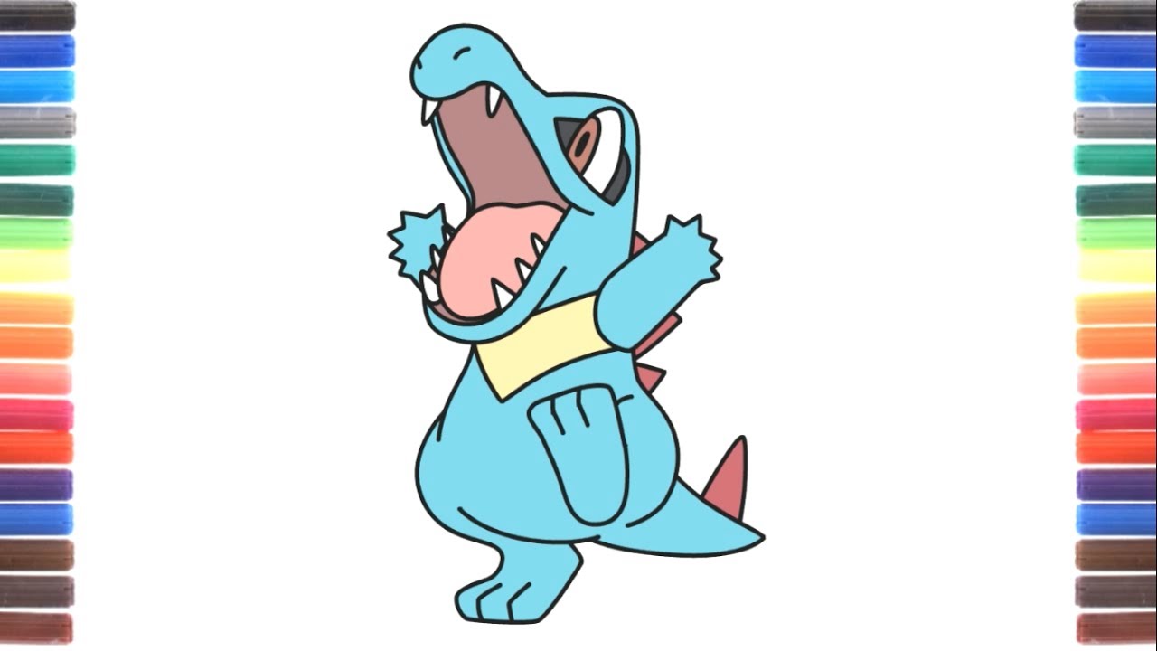 1280x720 How To Draw Totodile From Pokemon Step - Totodile Drawing