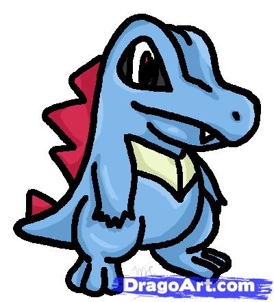 400x441 How To Draw Totodile, Step - Totodile Drawing