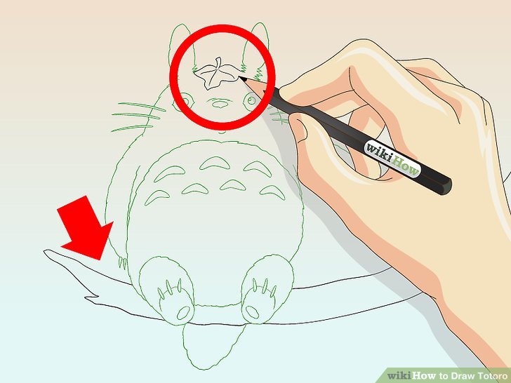 728x546 how to draw totoro steps - Totoro Drawing