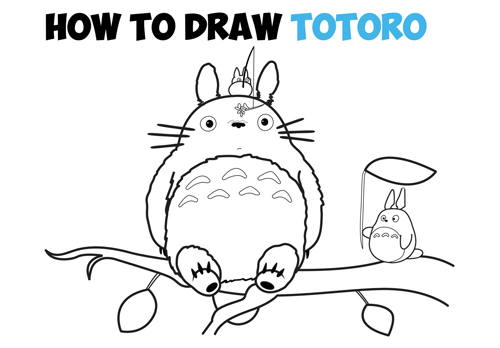 500x348 how to draw totoro from my neighbor totoro - Totoro Drawing