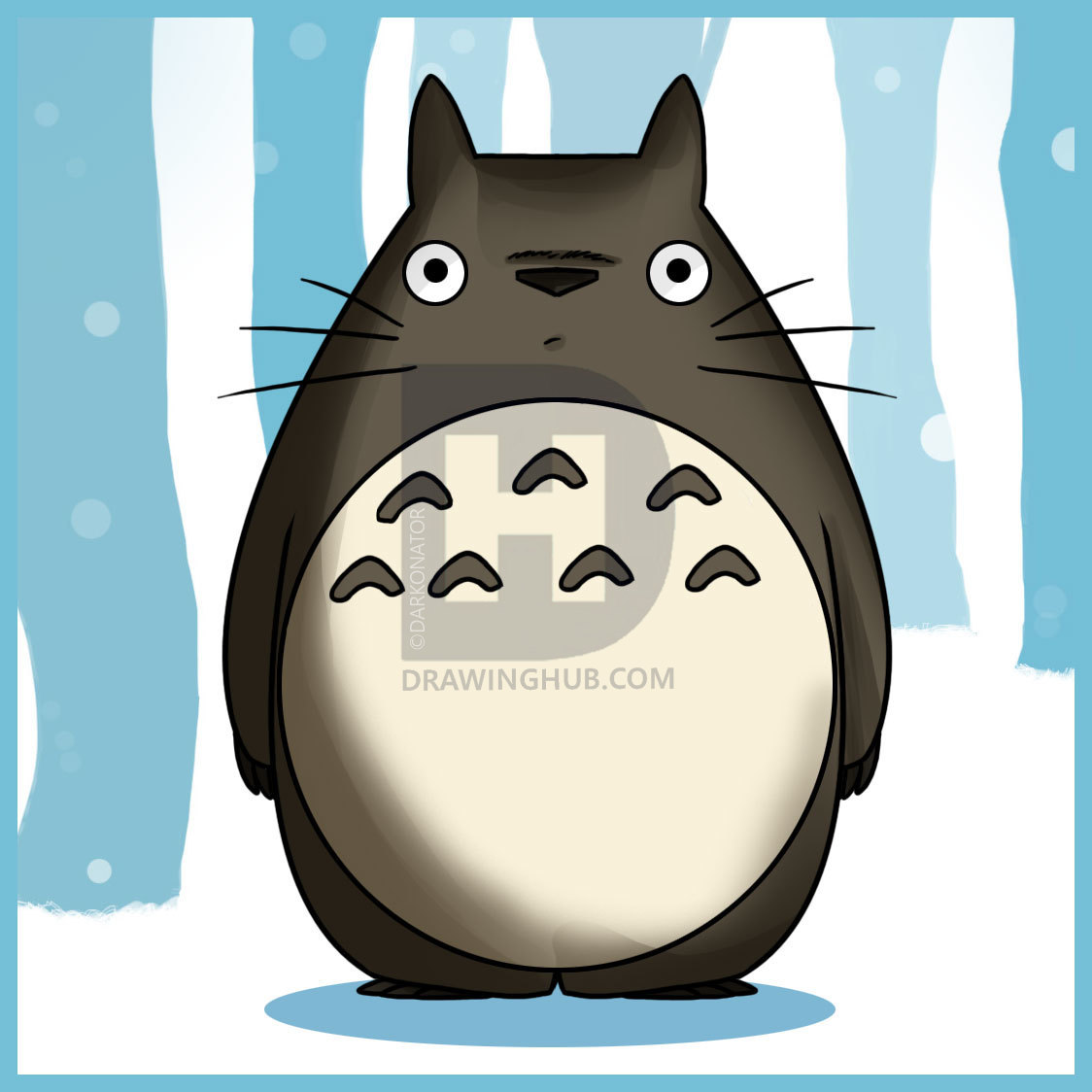1124x1124 how to draw totoro, step - Totoro Drawing