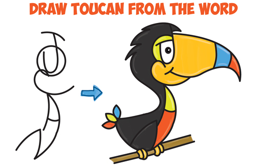 500x329 How To Draw Cartoon Toucans From The Word - Toucan Drawing