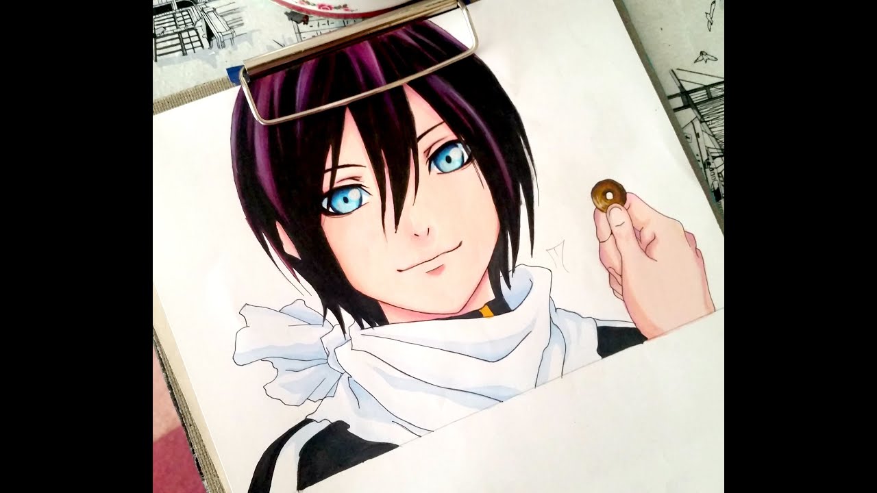 1280x720 speed drawing yato from noragami with touch and finecolour marker - Touch Marker Drawing