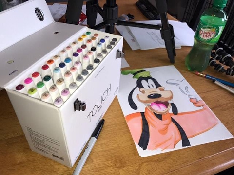 480x360 touch twin brush markers x drawing goofy + new set up! - Touch Marker Drawing