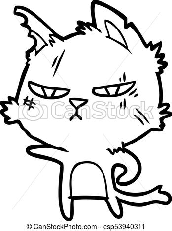 349x470 tough cartoon cat pointing vector clip art - Tough Drawings