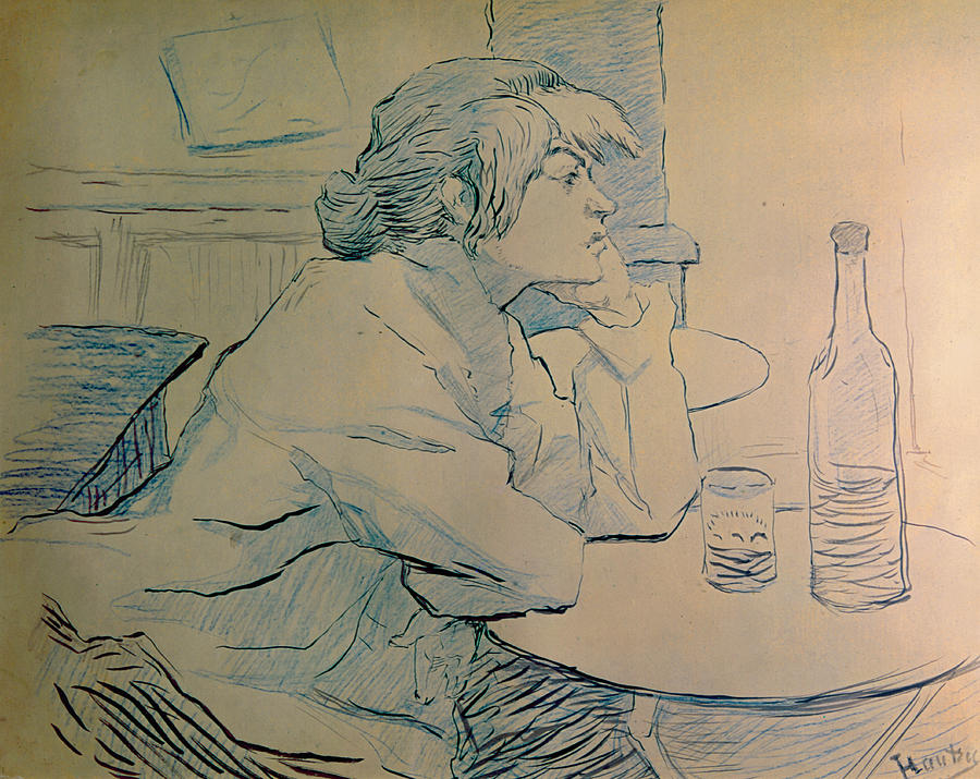 900x715 the drinker or an hangover painting - Toulouse Lautrec Drawings