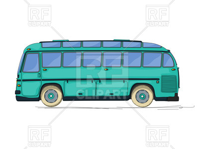 400x300 Vintage Style City Bus, Cartoon Drawing Vector Image - Tour Bus Drawing