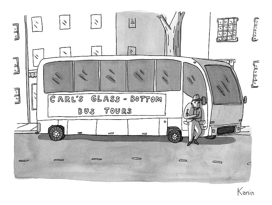 900x679 a man is seen standing next to a tour bus drawing - Tour Bus Drawing