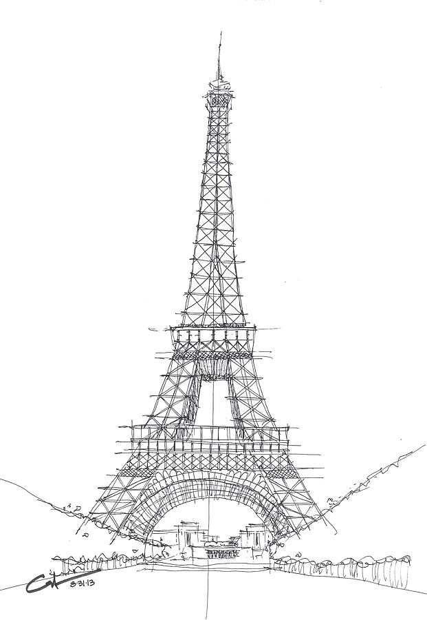 621x900 la tour eiffel sketch drawing - Tour Drawing