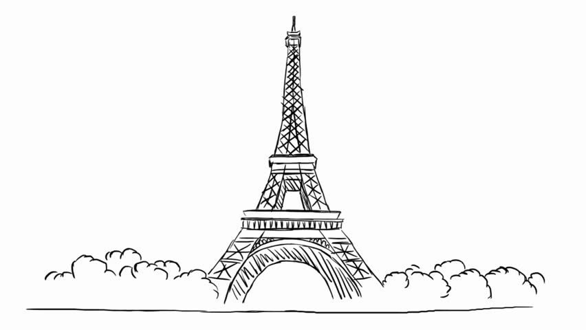 852x480 tour eiffel drawing stock video footage - Tour Drawing