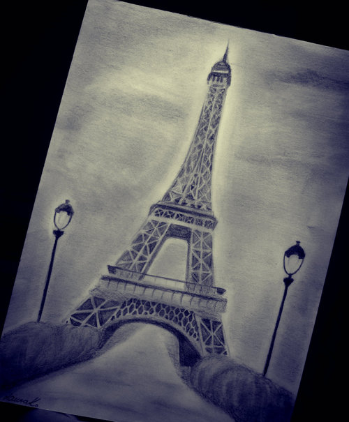 500x605 Image About Drawing In Art - Tour Eiffel Drawing