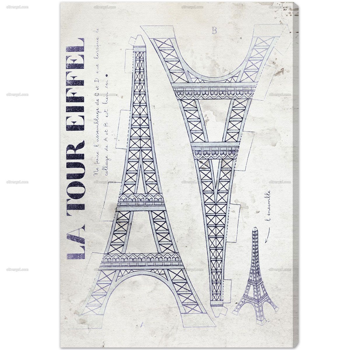 1200x1200 La Tour Eiffel Monochrome Wall Art Artwork Industrial Urban - Tour Eiffel Drawing