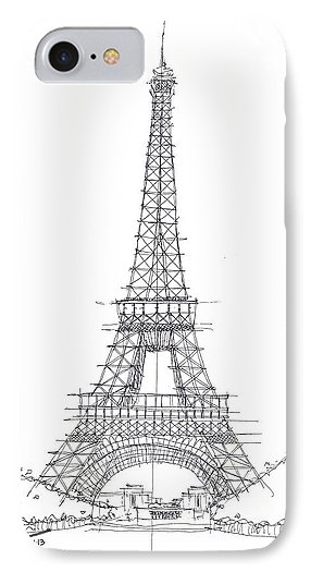 286x525 La Tour Eiffel Sketch Iphone Case For Sale - Tour Eiffel Drawing