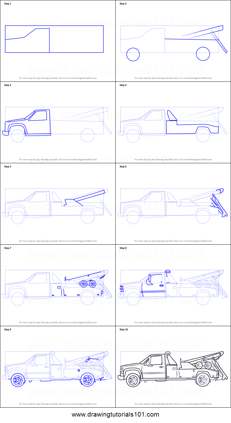 751x1376 how to draw a tow truck printable step - Tow Truck Drawing