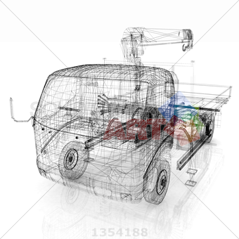 340x340 stock photo of rendering wire frame drawing of tow truck - Tow Truck Drawing