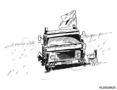 500x386 tow truck vector sketch drawing of racing mechanist car - Tow Truck Drawing