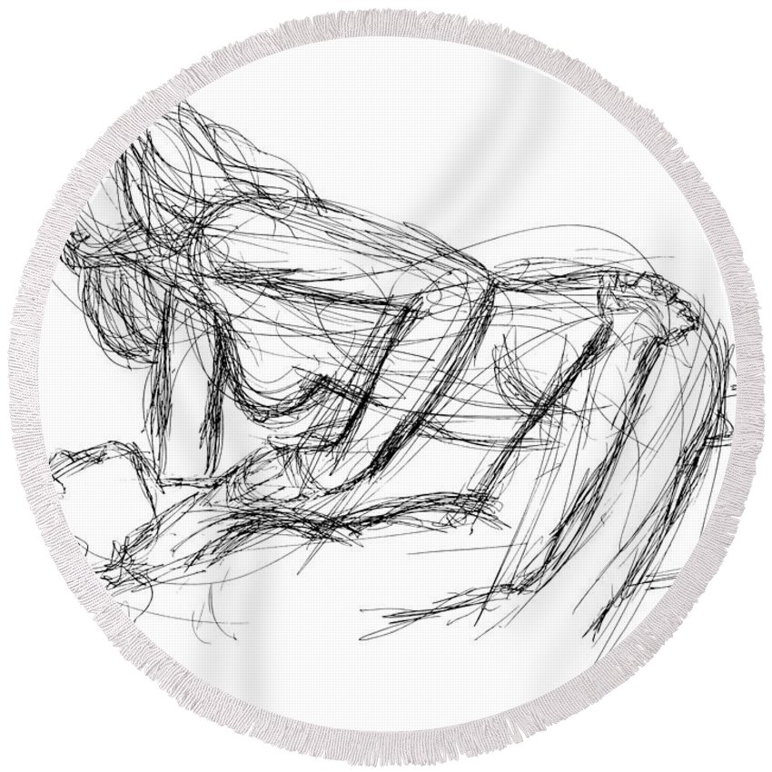 850x850 Copulation Drawings Round Beach Towel For Sale - Towel Drawing