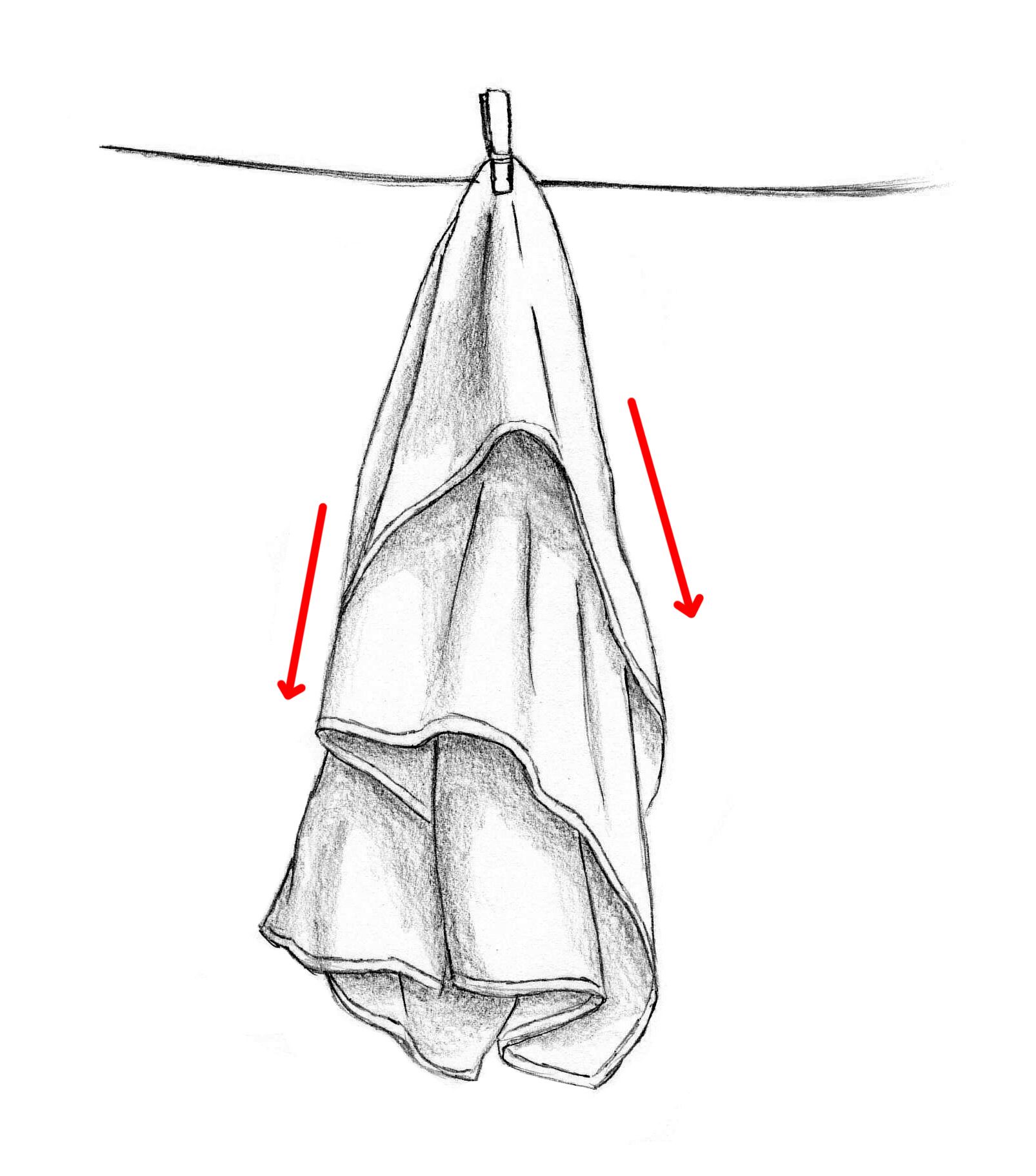 1606x1824 Here Is How To Draw Folds On A Towel Hanging In The Air Gravity - Towel Drawing