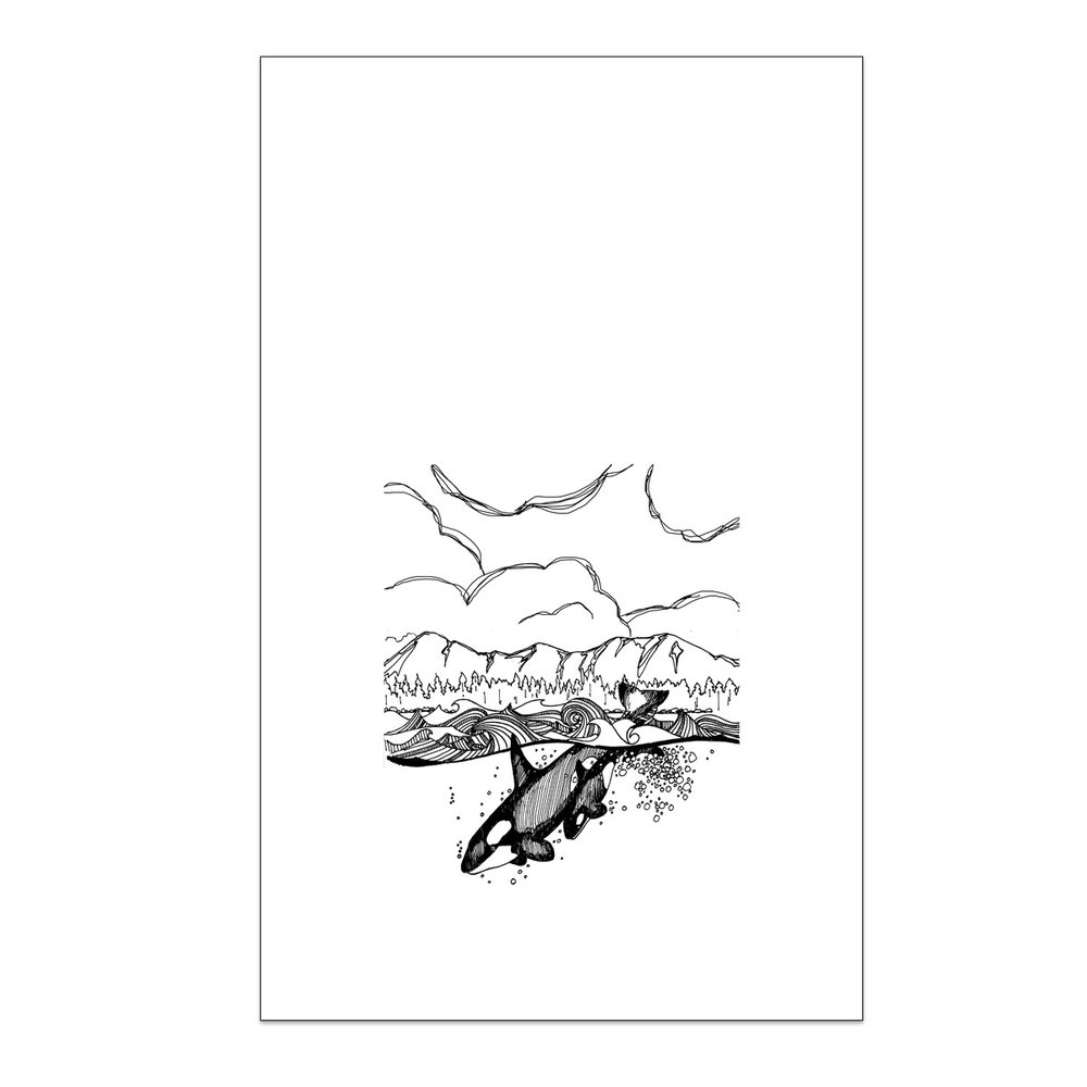 1000x1000 Orca Tea Towel Corvidae Drawings Designs - Towel Drawing