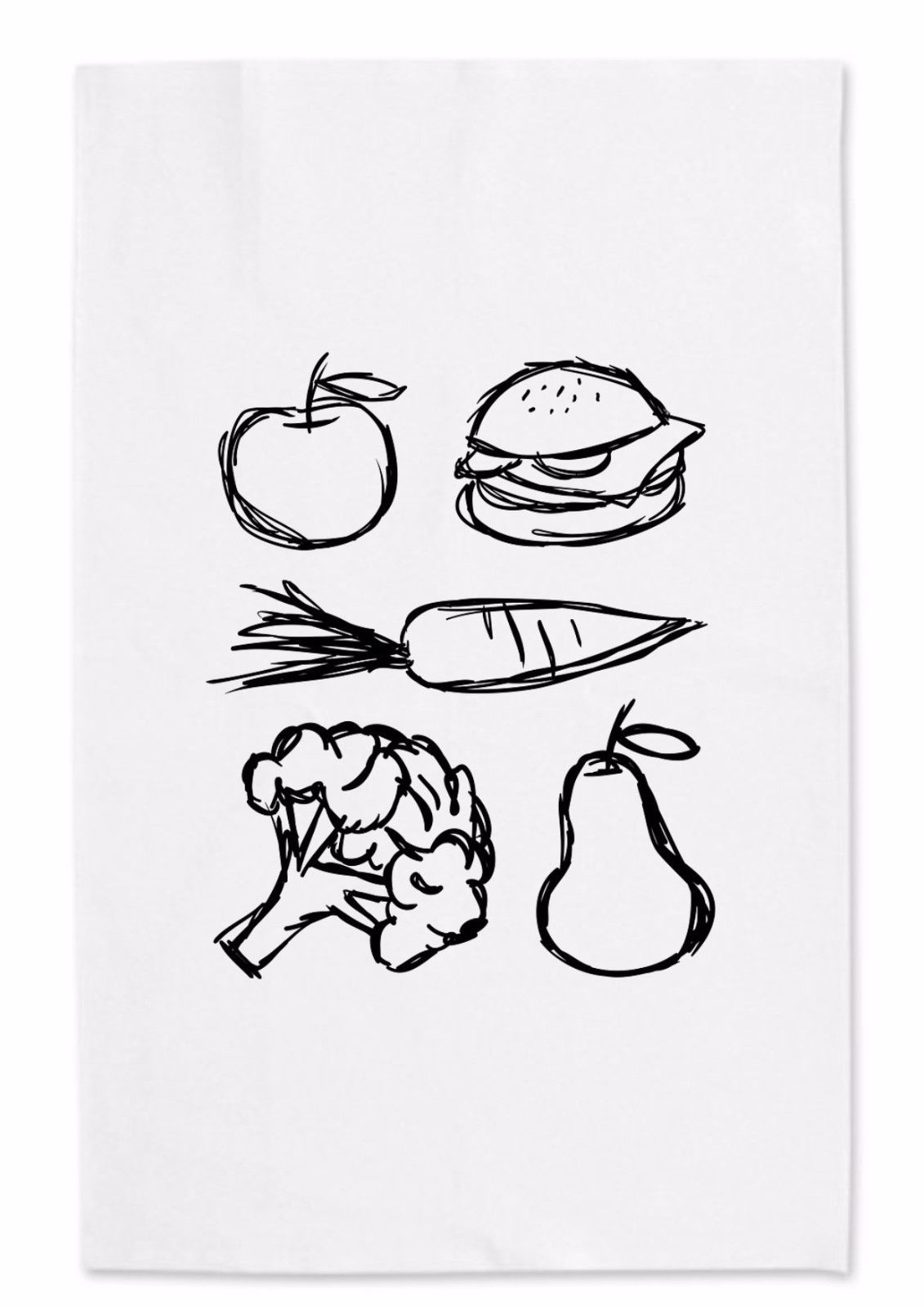 1131x1600 Printed Tea Towel Chef Food Sketch Drawing Dishcloth Cotton - Towel Drawing