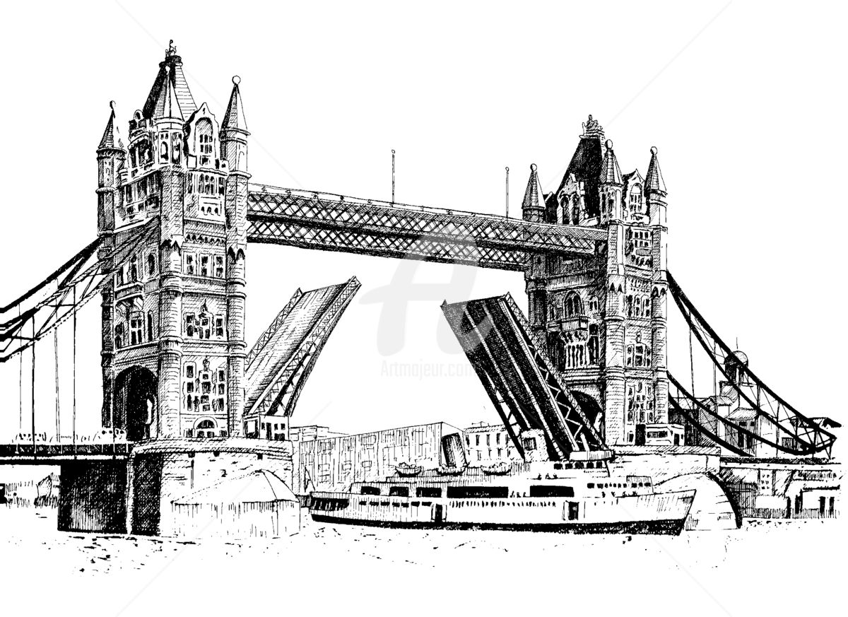 1200x873 Tower Bridge Of London Drawing - Tower Bridge Drawing