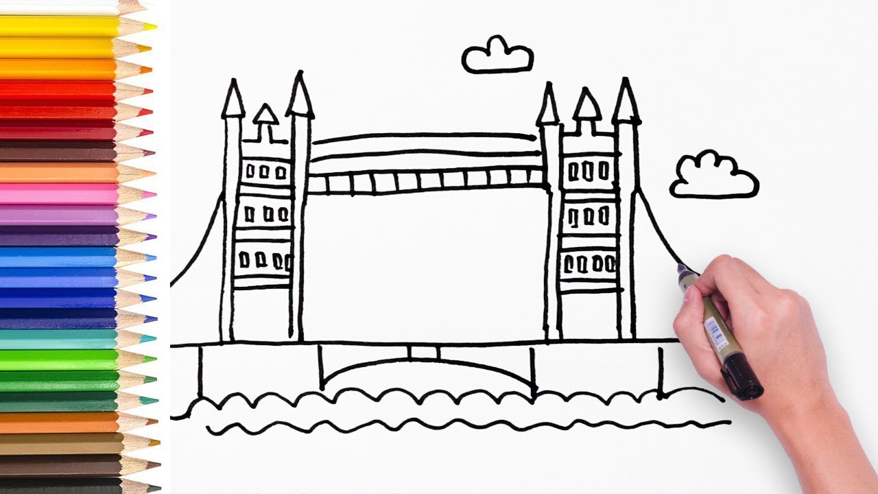 1280x720 Learn How To Draw London Bridge - Tower Bridge Drawing