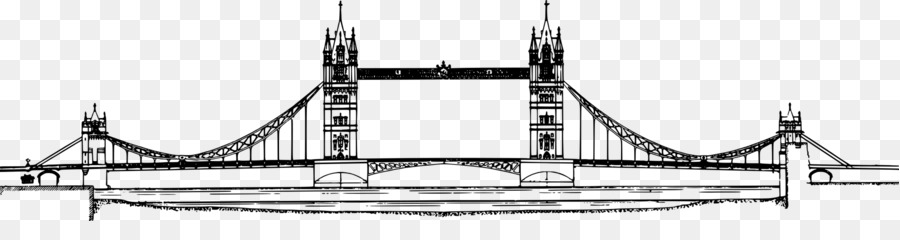 900x240 Drawing, Line, Design, Transparent Png Image Clipart Free Download - Tower Bridge Line Drawing