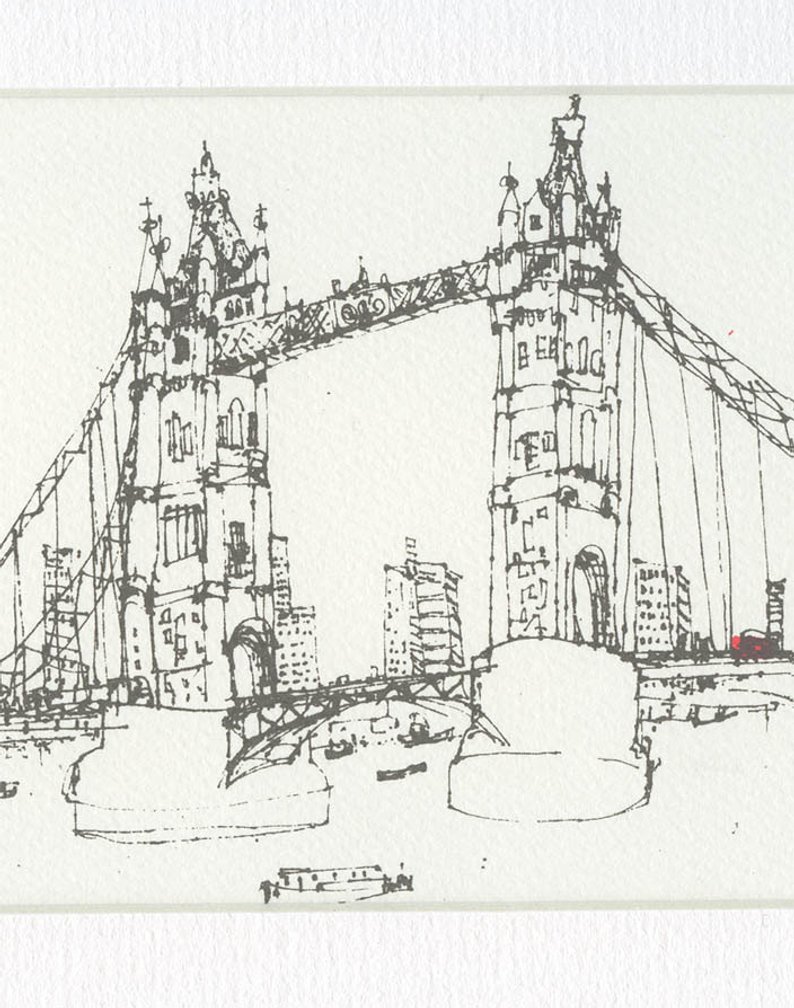 794x1008 London Screen Print Tower Bridge Art Handmade Original Art Etsy - Tower Bridge Line Drawing