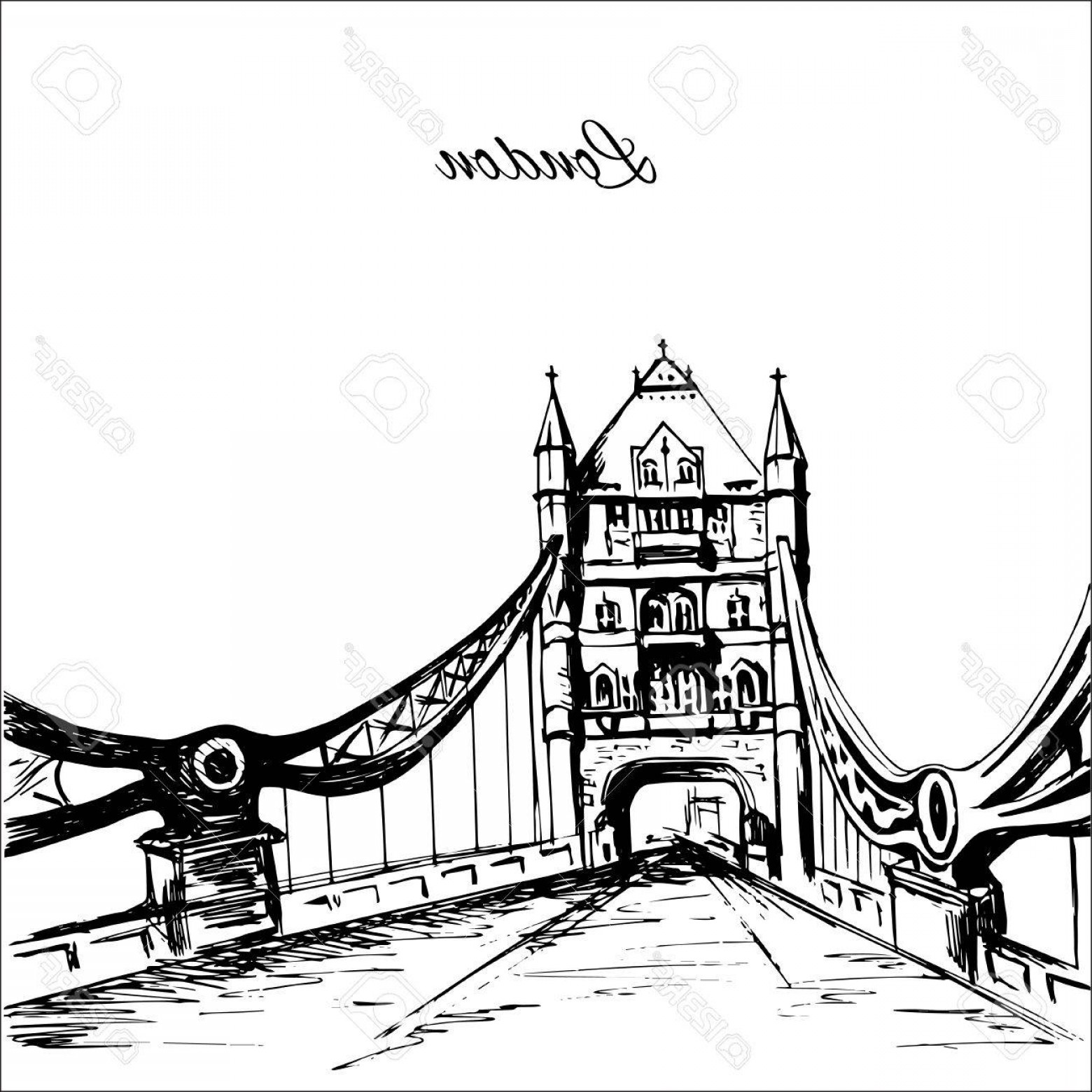 1560x1560 London Tower Vector Soidergi - Tower Bridge Line Drawing