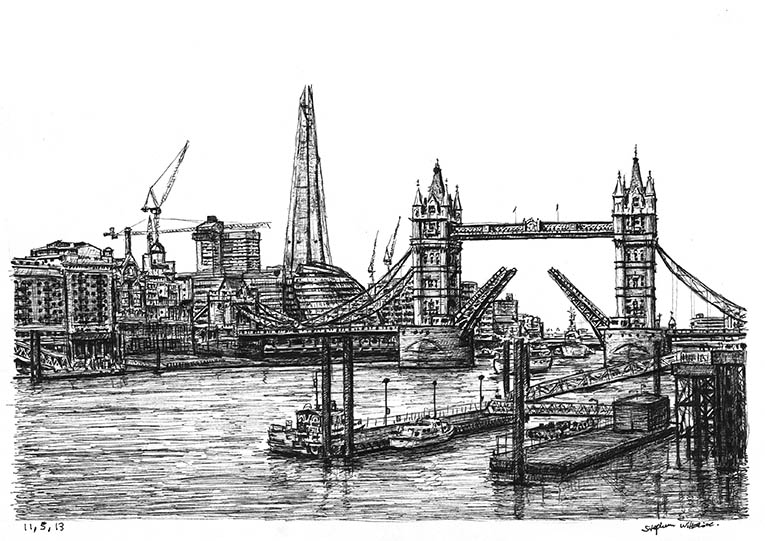 765x541 View Of The Shard And Tower Bridge - Tower Bridge Line Drawing