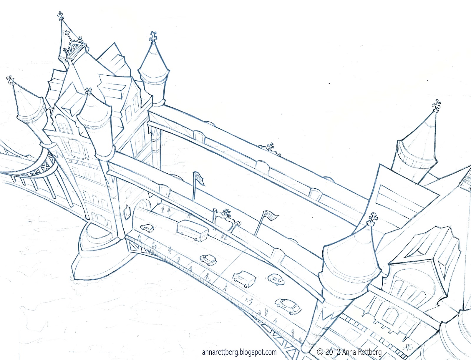 1600x1223 Anna Rettberg Tower Bridge Line - Tower Bridge Line Drawing
