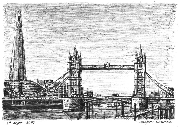 765x536 The Shard Tower Bridge - Tower Bridge London Drawing