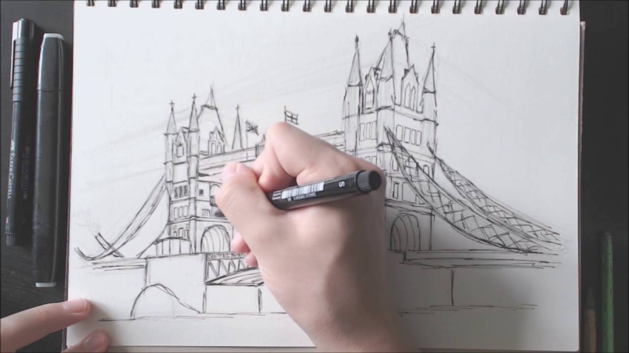1280x720 drawing the tower bridge in london - Tower Bridge London Drawing