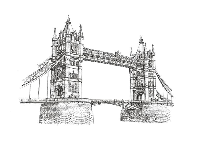 Tower Bridge London Drawing at PaintingValley.com | Explore collection ...