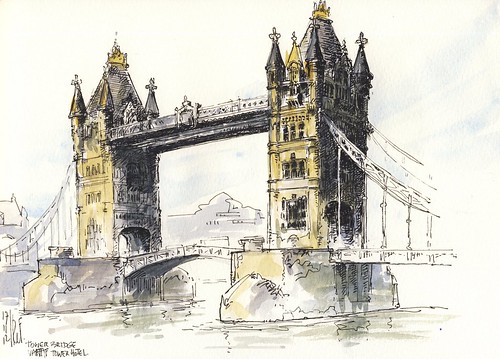 500x359 tower bridge, london urban sketchers - Tower Bridge London Drawing