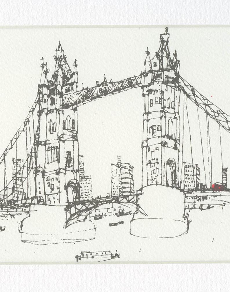 794x1008 london screen print tower bridge art handmade original art etsy - Tower Bridge London Drawing