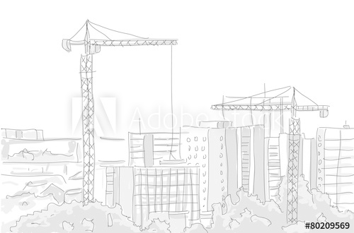 500x330 Building Construction Tower Crane Draw Graphic Design - Tower Crane Drawing