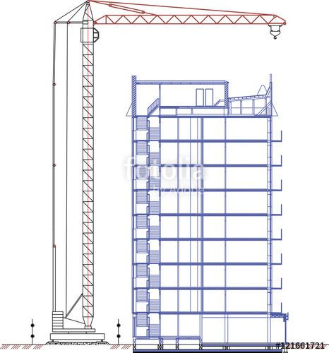 466x500 crane drawing, tower crane, construction crane drawing - Tower Crane Drawing
