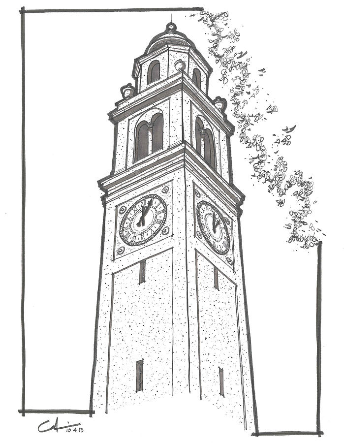 699x900 Lsu Memorial Bell Tower Drawing - Tower Drawing